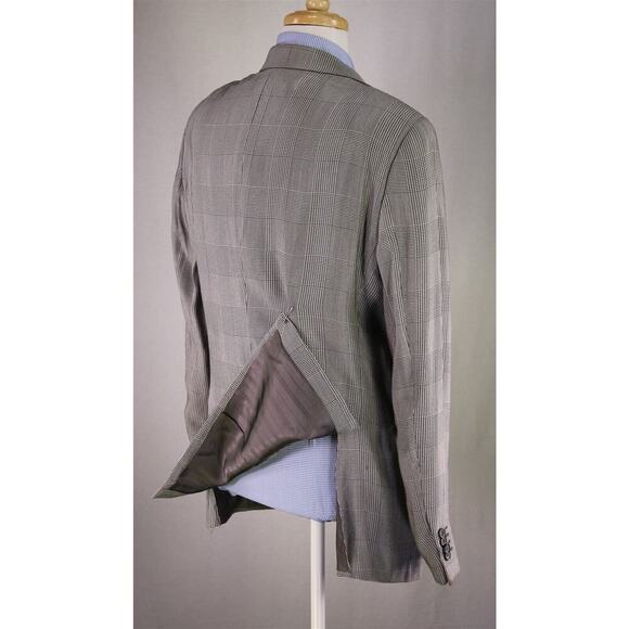 Giorgio Armani Black Label Current Black/Tan Plaid Wool-Silk 2-Btn Sportcoat 42R - Picture 7 of 9